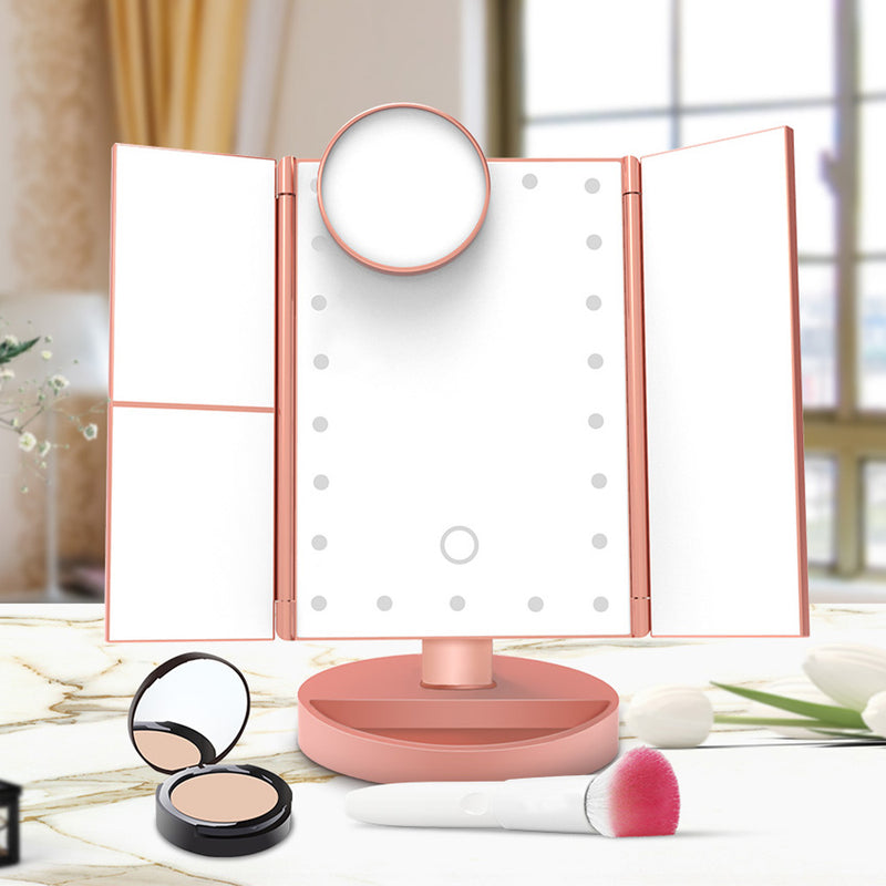 LED Touch Screen 3 Folding Makeup Mirrorr
